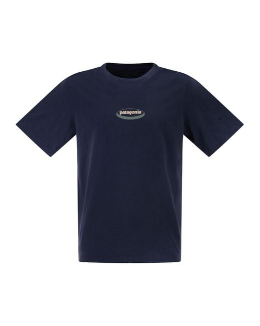 Patagonia Blue T Shirt With Logo On The Back