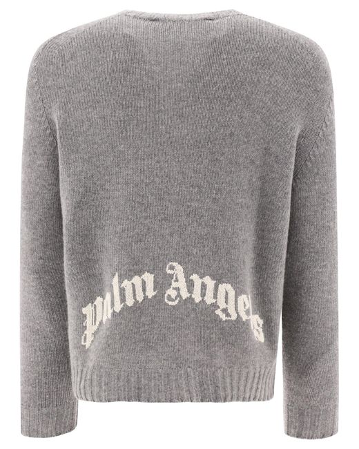 Palm Angels "gebogenes Logo" Pullover in Gray für Herren