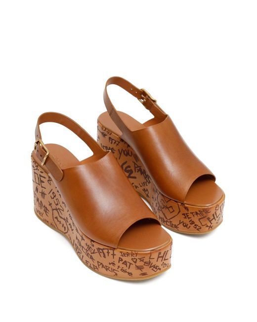 Chloé Brown Maxime Wedge Sandals