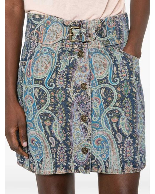 Etro Korte Rok Met Knopen in het Blue