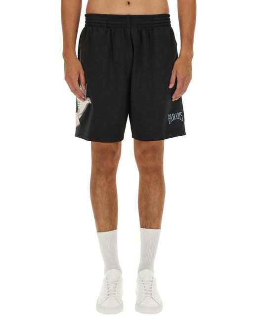 3.PARADIS Black Bermuda With Logo for men