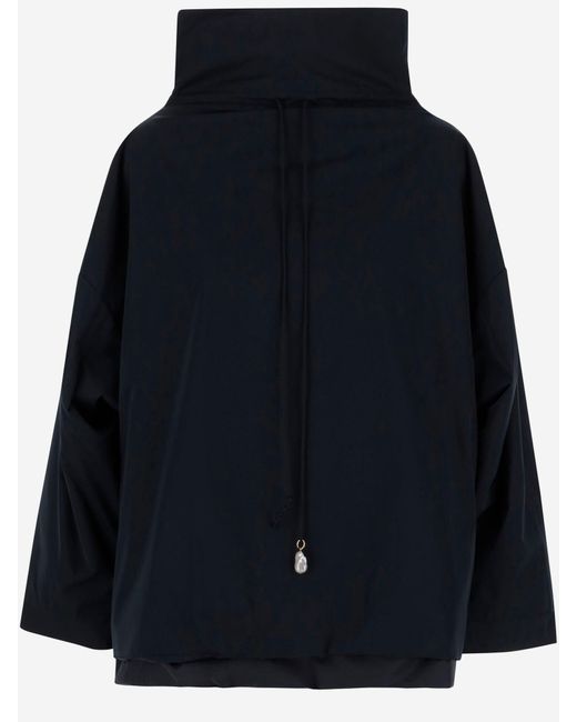 Carven Blue Nylon Jacket With Pearl