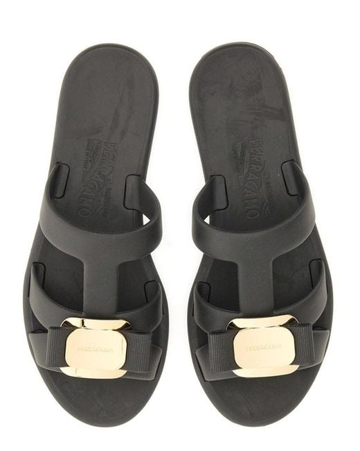 Ferragamo Black Solid New Vara Sandals