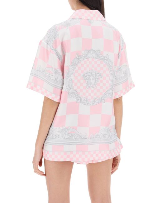 Camisa de bolos de seda estampada en ocho Versace de color Pink