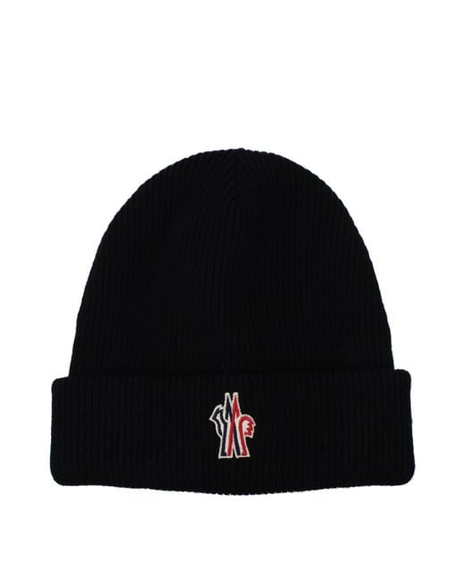 Moncler Black Knit Hats Virgin Wool