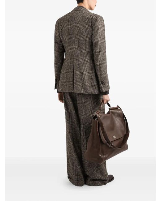 Dolce & Gabbana Gray Wide-Leg Plaid Trousers for men