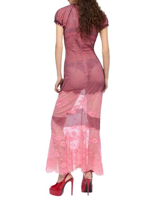 The Attico Pink Lace Midi Dress