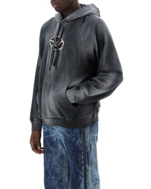 DIESEL Sweatshirt Met Met Capuchon Met Ovaal Logo En D -snit in het Gray voor heren