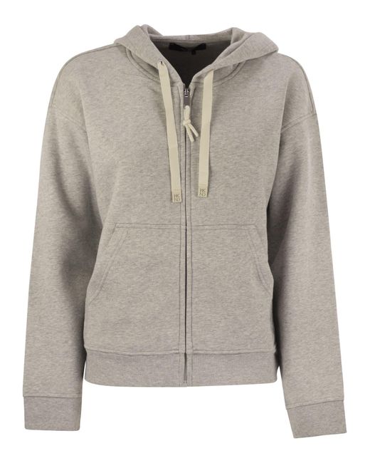 Weekend by Maxmara Dog Cotton Zip Sweatshirt in het Gray