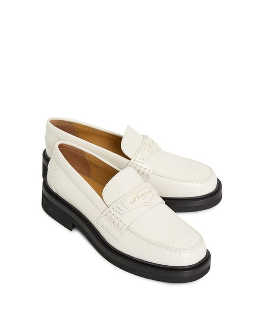 Dior White Leather Loafers