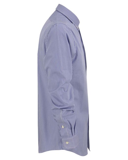 Polo Ralph Lauren Blue Gestreiftes Stretchpopelhemd