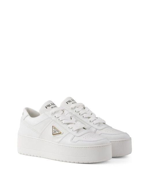 Prada White Downtown Bold Leather Sneakers