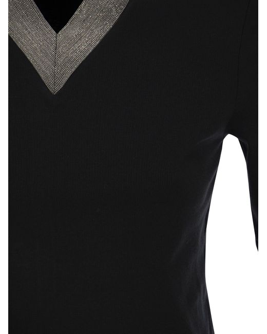 Camisa con escote de lujo Fabiana Filippi de color Black