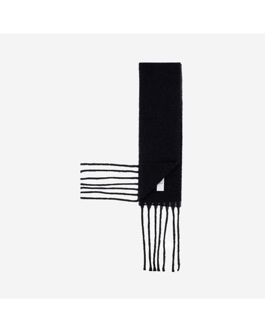 Patou Black Wool Blend Long Fringe Scarf