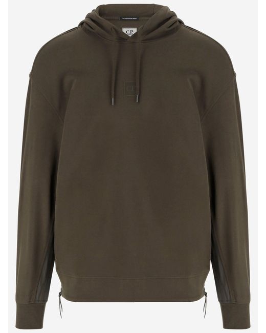 C P Company Green Stretch Cotton Sweatshirt With Logo for men