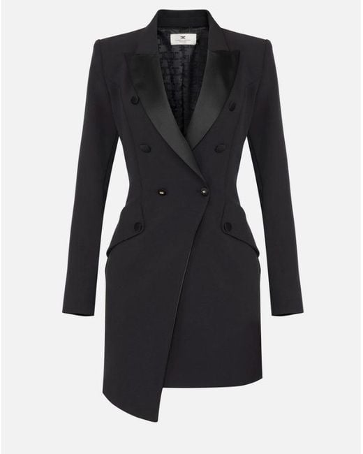 Robemanteau avec des détails de smoking Elisabetta Franchi en coloris Black