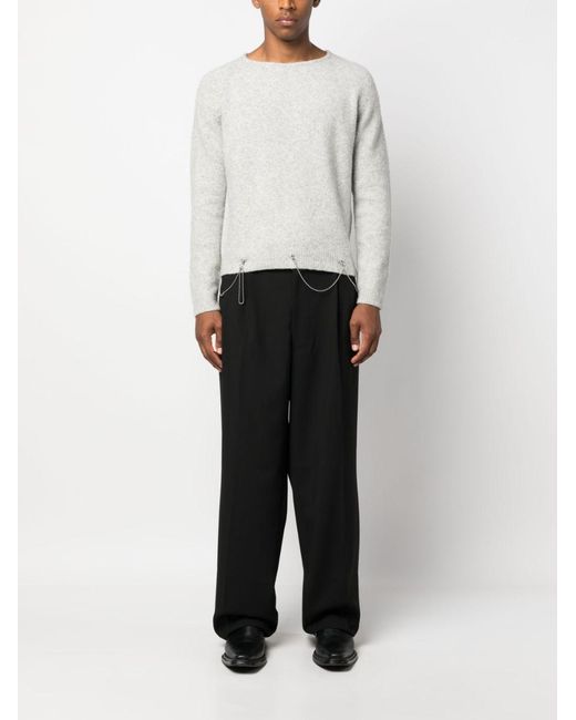 Random Identities White Long-Sleeved Chain-Embellished Jumper for men