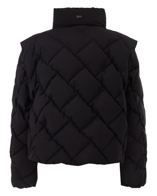 Herno Black Matt Nylon Down Jacket With Detachable Sleeves