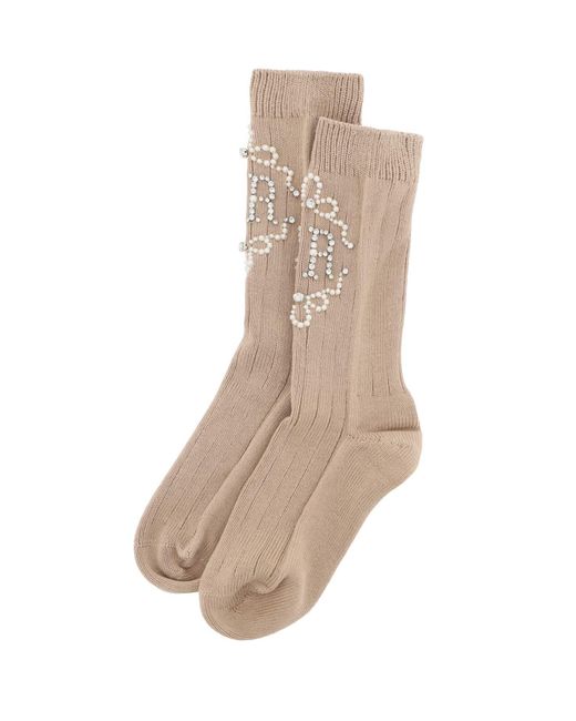 Simone Rocha Sr -sokken Met Parels En Kristallen in het Natural voor heren