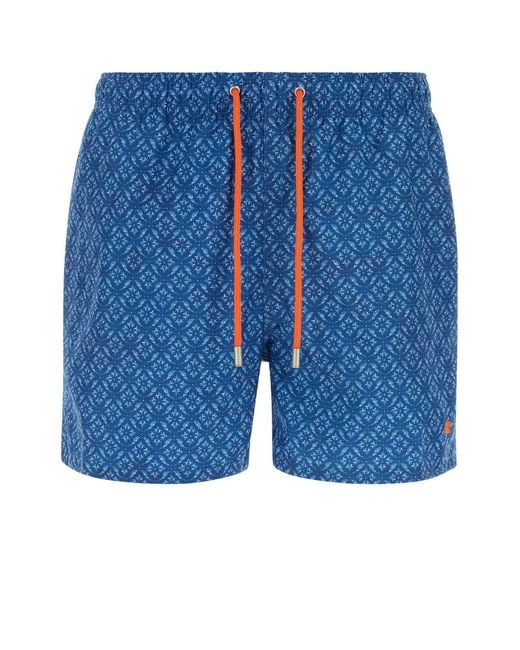 Gallo Blue Printed Polyester Swimming Shorts for men
