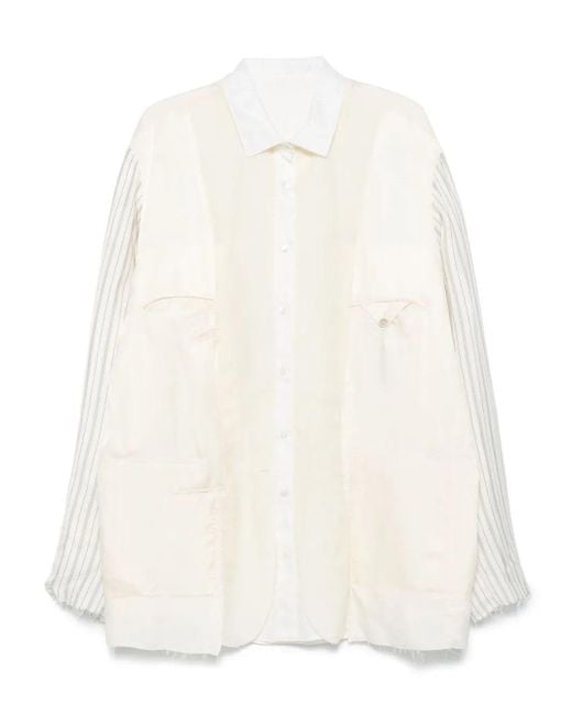 Maison Margiela White Shirt Jacket With Inserts