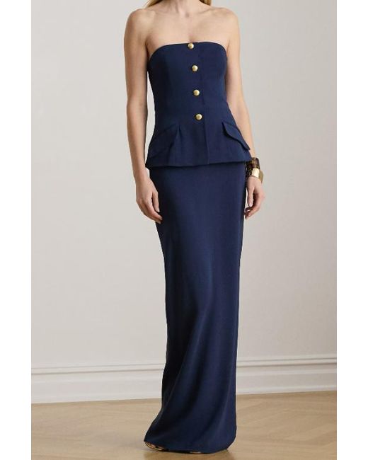 Ralph Lauren Blue Cady Stretch Long Dress