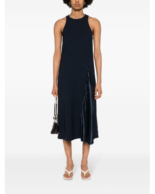 Erika Cavallini Semi Couture Blue Cady-Texture Midi Dress