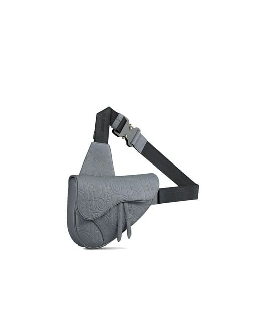 Dior Gray Leather Saddle Bag for men