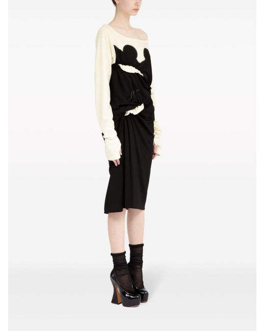 Maison Margiela Black Cotton Blend Midi Dress