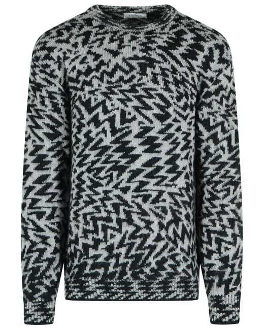 Laneus Black Two Tone Wool Blend Sweater