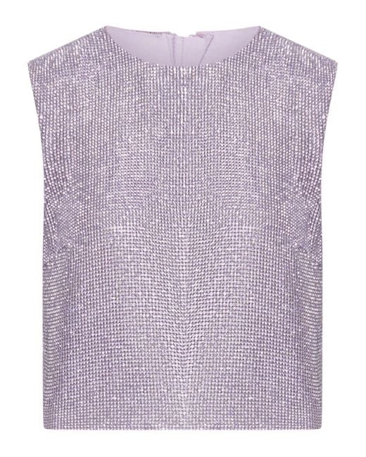 Self-Portrait Purple Top Aus Kristall-Kettengeflecht