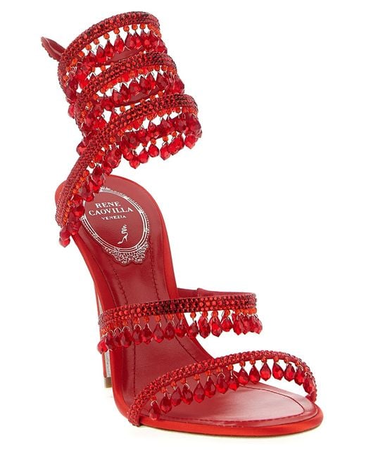Rene Caovilla Red 'Chandelier' Sandals