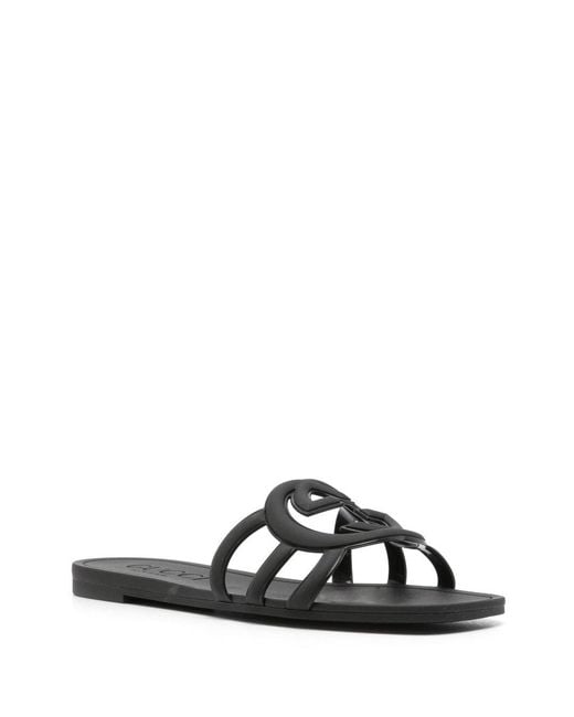 Gucci White Gg Flat Sandals