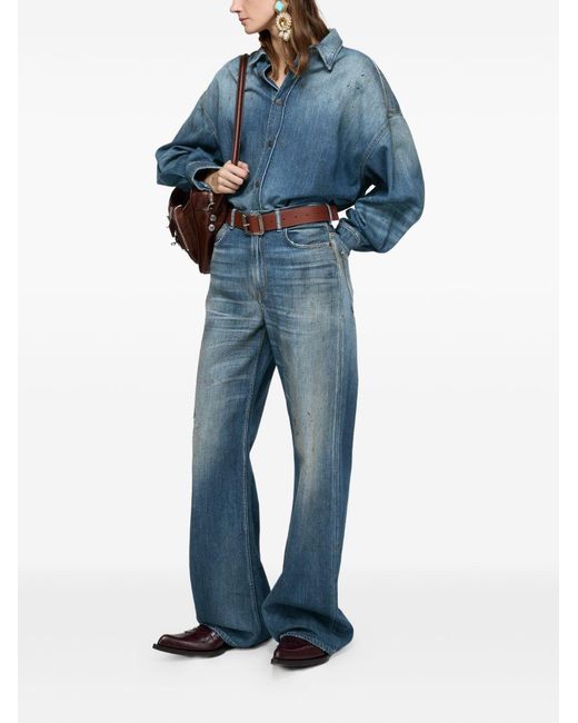 Acne Blue Denim Cotton Shirt for men