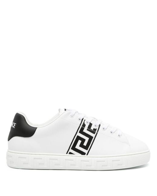 Versace Greca Sneaker Aus Besticktem Nylon in White für Herren