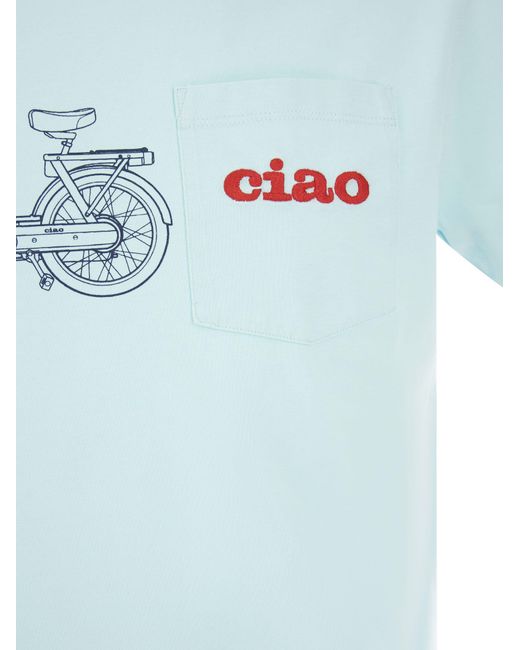Ciao T Shirt con bordado en el bolsillo Mc2 Saint Barth de hombre de color Blue