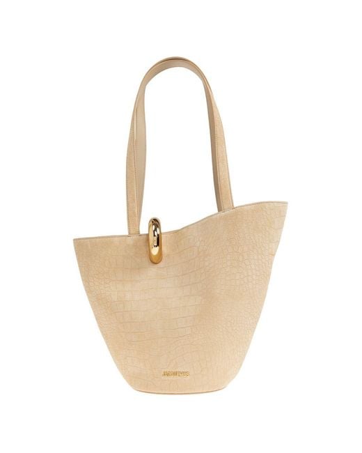 Jacquemus White Le Bambola Moyen Leather Bucket Bag