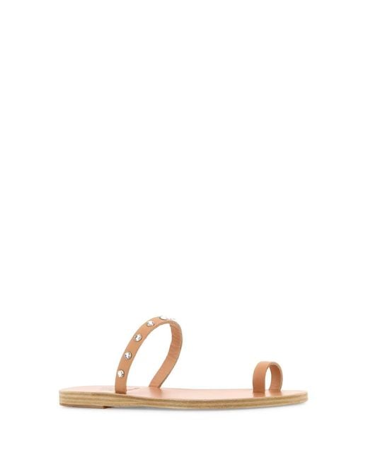 Ancient Greek Sandals White Skin Pink Leather Audrey Thong Slippers