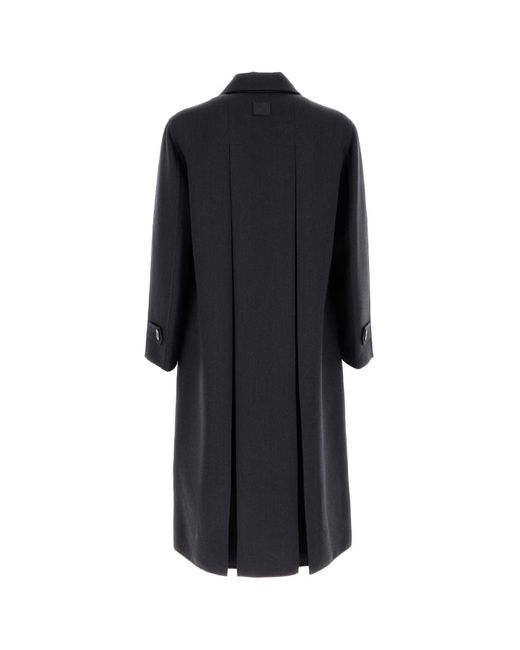 Fendi Black Charcoal Wool Blend Coat for men