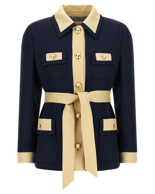 Valentino Garavani Blue Belted Caban