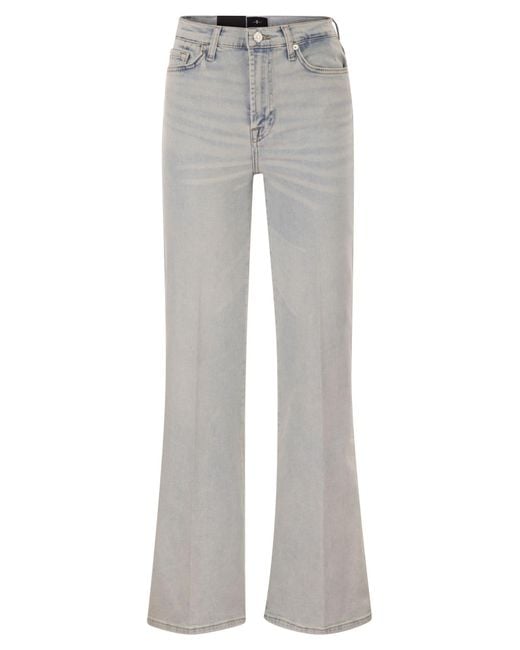 7 For All Mankind Gray Modern Dojo Tailorless Flare Luxe Vintage Denim Jeans