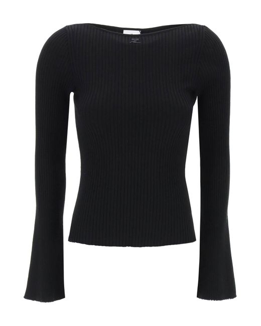 Courreges Geribbeld Gebreide Pullover -trui in het Black