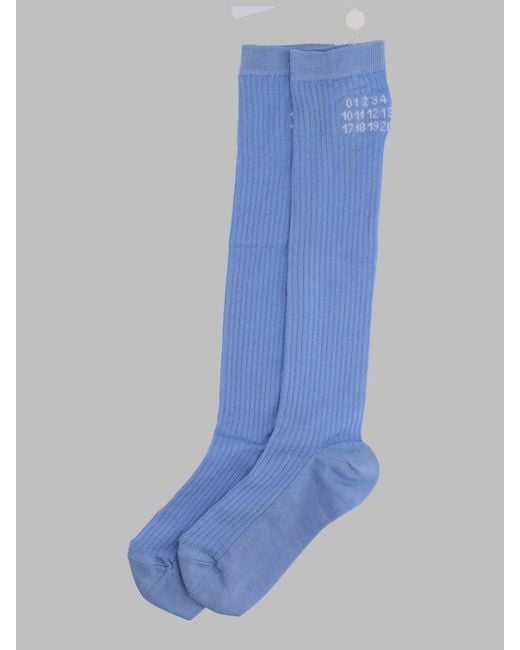 MM6 by Maison Margiela Blue Calzini Alti Con Logo
