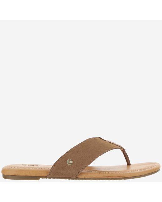 Ugg Brown Leather Sandals With Logo