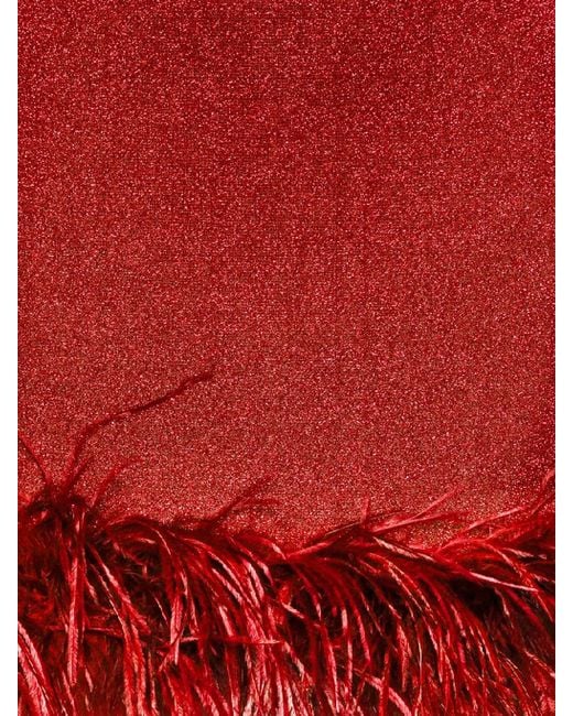 Oseree Red Lumiere Plumage Short Dress