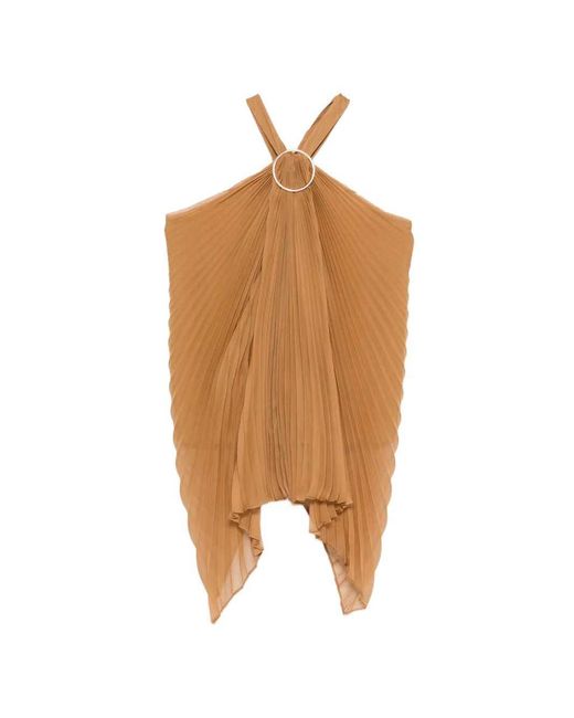 Max Mara Brown Mxevalzer Ring-Pleated Top