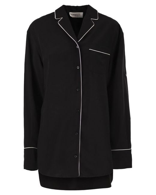 Sportmax Black Spxcocco – Fluid Viscose Shirt With Contrast Piping