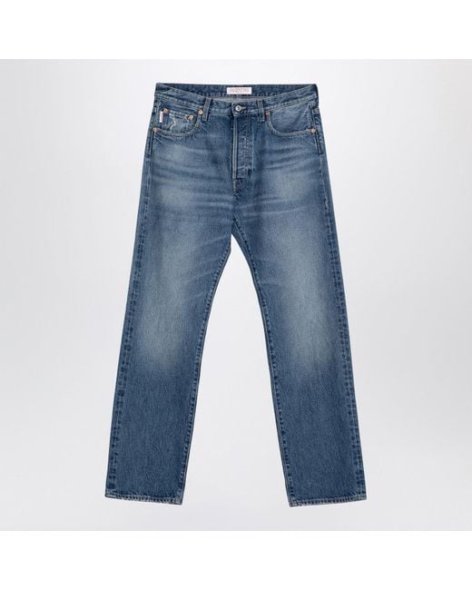 Valentino Blue Washed Effect Denim Jeans for men