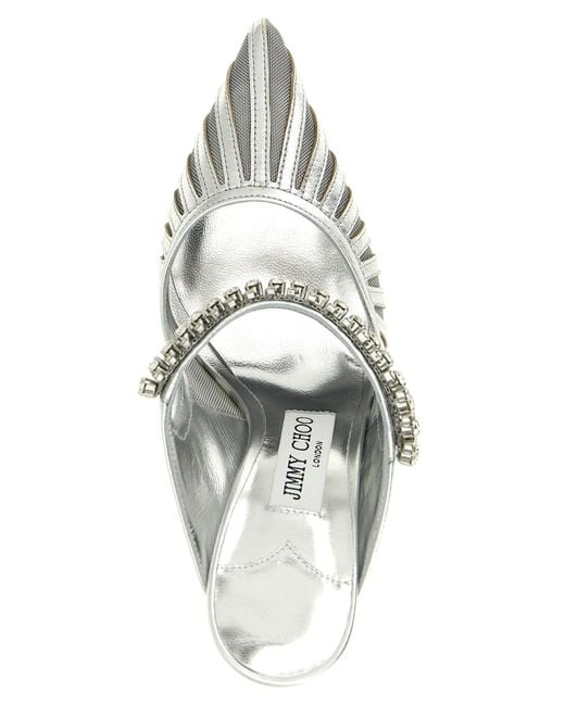 Jimmy Choo White Bing 65 Mesh & Leather Mule