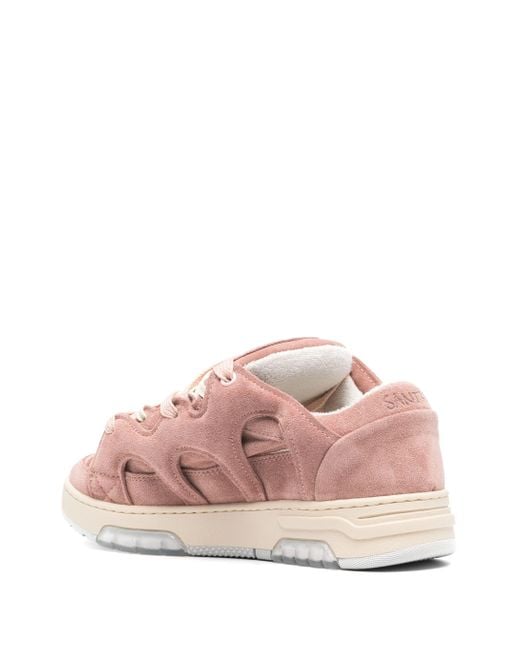 Santha Pink Panelled Padded Leather Sneakers for men